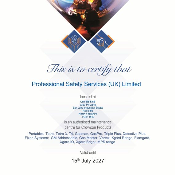 Crowcon Service Centre Certificate Professional Safety Services UK Ltd